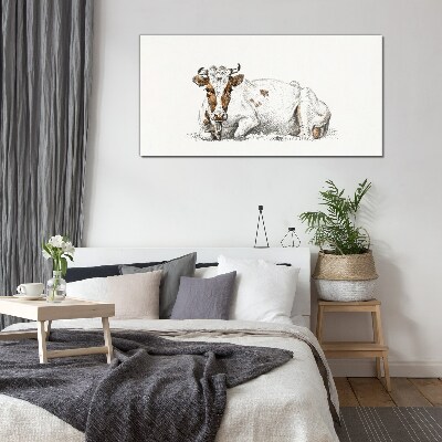 A calm cow in the meadow Glass art print