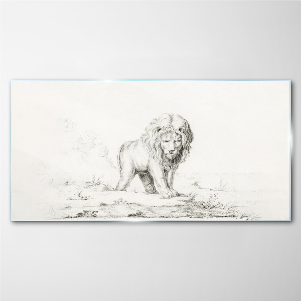 Lion in Contemplation Glass art print