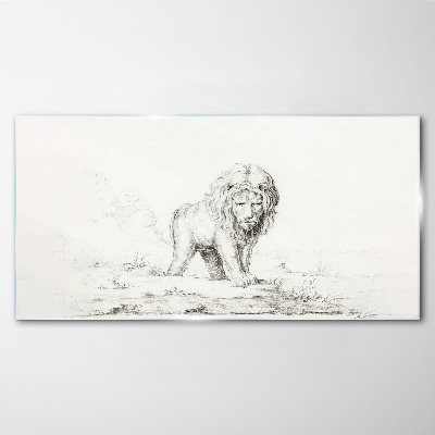 Lion in Contemplation Glass art print
