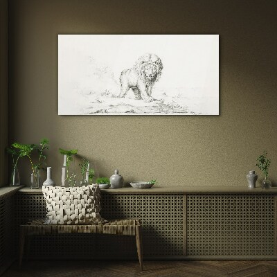 Lion in Contemplation Glass art print