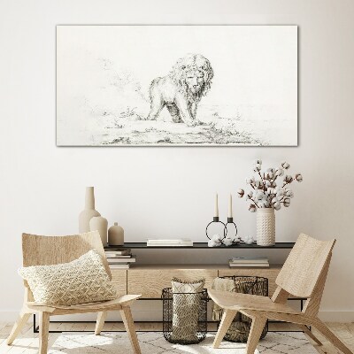 Lion in Contemplation Glass art print