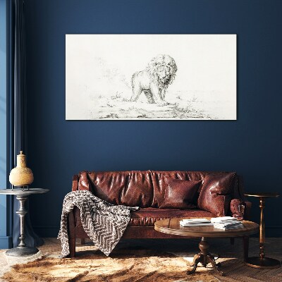 Lion in Contemplation Glass art print