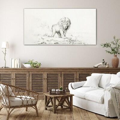 Lion in Contemplation Glass art print