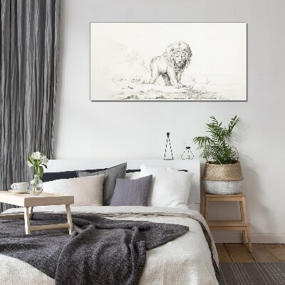 Lion in Contemplation Glass art print