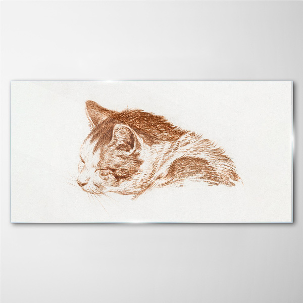 Sleepy cat moment Wall art on glass