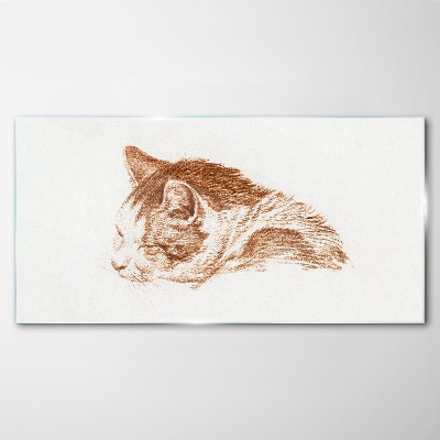 Sleepy cat moment Wall art on glass