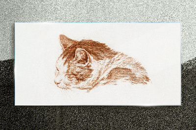 Drawing animal cat Glass Print