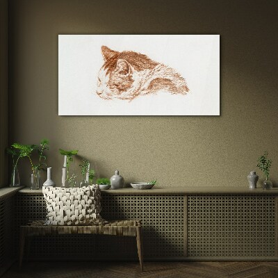 Drawing animal cat Glass Print