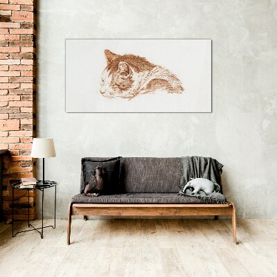 Sleepy cat moment Wall art on glass