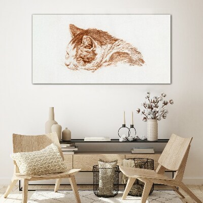 Sleepy cat moment Wall art on glass