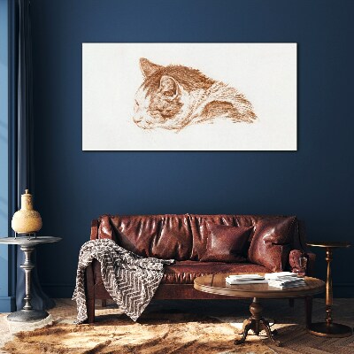 Sleepy cat moment Wall art on glass