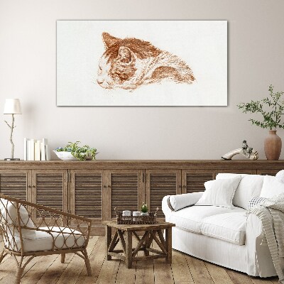 Sleepy cat moment Wall art on glass