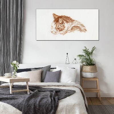 Sleepy cat moment Wall art on glass