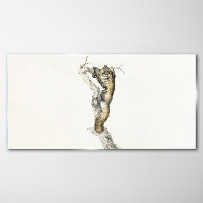 Owl on a branch Glass art print