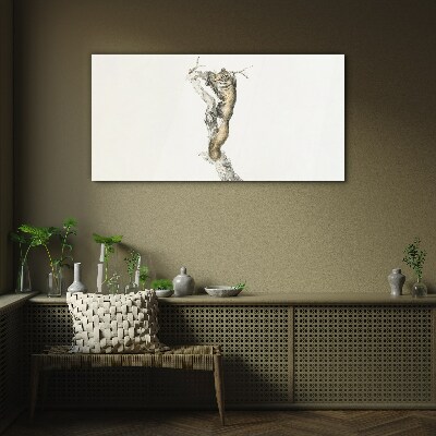 Owl on a branch Glass art print