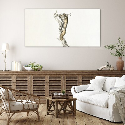 Owl on a branch Glass art print