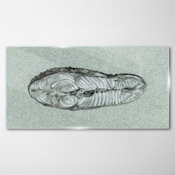 Abstract form in shades of blue Wall art on glass