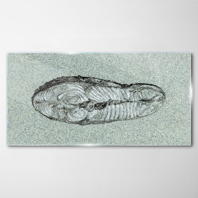 Abstract form in shades of blue Wall art on glass