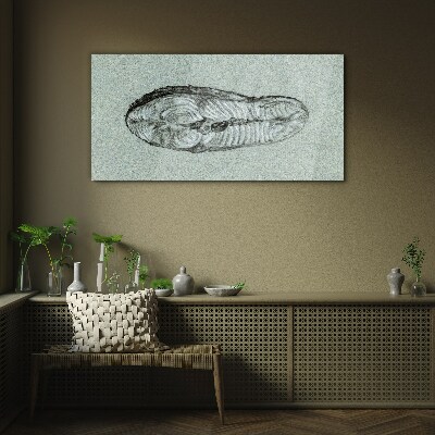 Abstract form in shades of blue Wall art on glass