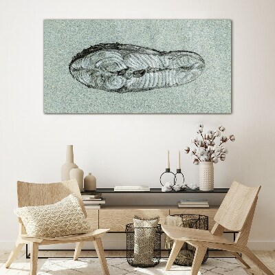 Abstract form in shades of blue Wall art on glass