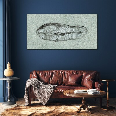 Abstract form in shades of blue Wall art on glass
