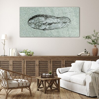 Abstract form in shades of blue Wall art on glass