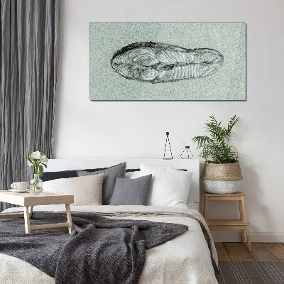 Abstract form in shades of blue Wall art on glass