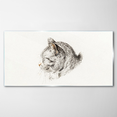 Portrait of a gray cat on a white background Glass art print