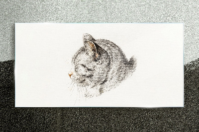 Portrait of a gray cat on a white background Glass art print