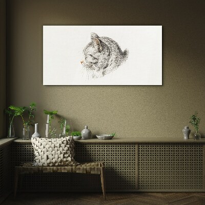 Portrait of a gray cat on a white background Glass art print