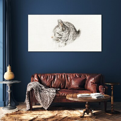 Portrait of a gray cat on a white background Glass art print