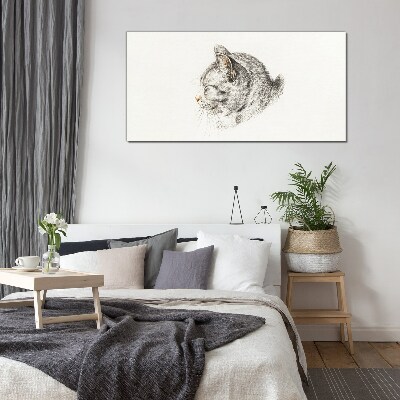 Portrait of a gray cat on a white background Glass art print