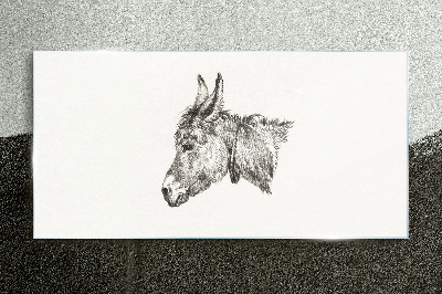 Portrait of a donkey in a monochrome style Wall art on glass