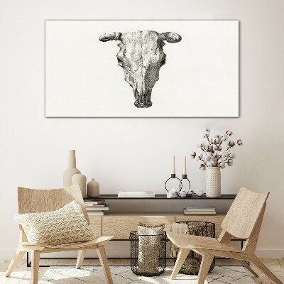 Skull on a white background Wall art on glass