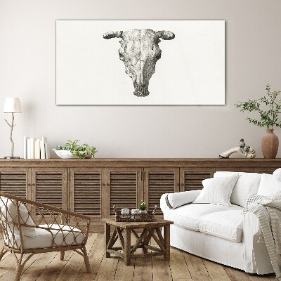 Skull on a white background Wall art on glass