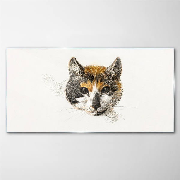 Portrait of a cat in delicate shades Glass art print