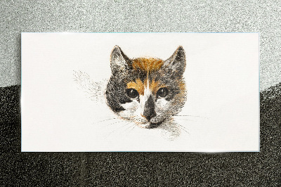 Portrait of a cat in delicate shades Glass art print