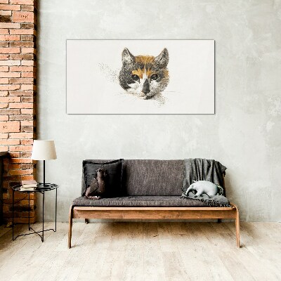 Portrait of a cat in delicate shades Glass art print