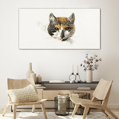Portrait of a cat in delicate shades Glass art print