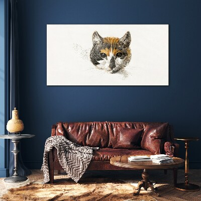 Portrait of a cat in delicate shades Glass art print