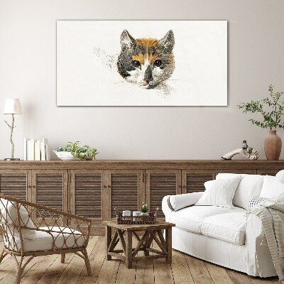 Portrait of a cat in delicate shades Glass art print