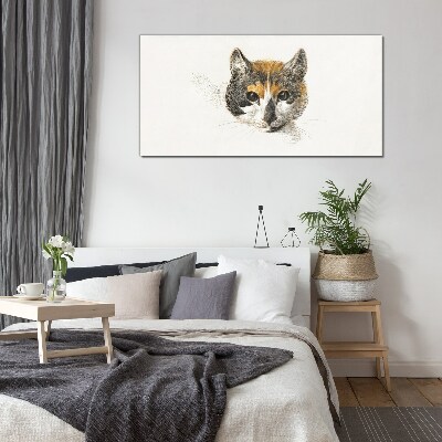 Portrait of a cat in delicate shades Glass art print