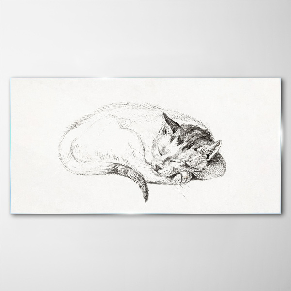 Sleeping cat Wall art on glass