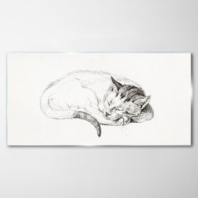 Sleeping cat Wall art on glass