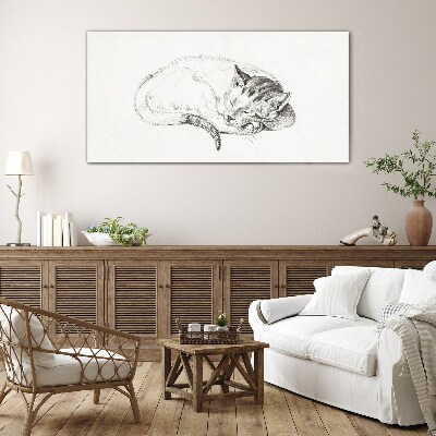 Sleeping cat Wall art on glass