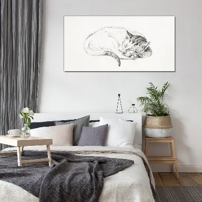 Sleeping cat Wall art on glass