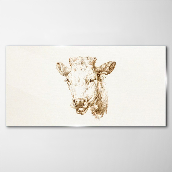 Portrait of a cow in shades of brown Glass art print