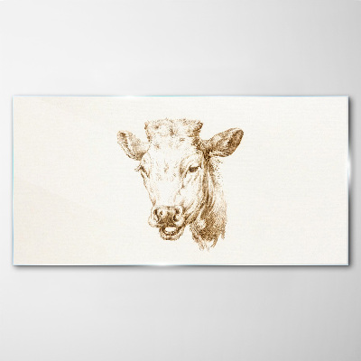 Portrait of a cow in shades of brown Glass art print