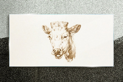 Portrait of a cow in shades of brown Glass art print