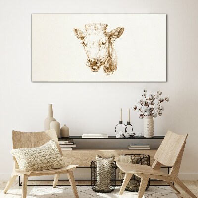 Portrait of a cow in shades of brown Glass art print